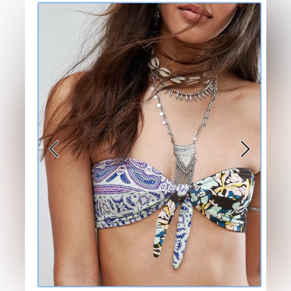 Free People Loren Festival Bra in Midnight Combo, Large, NWT, Blues & Purples.